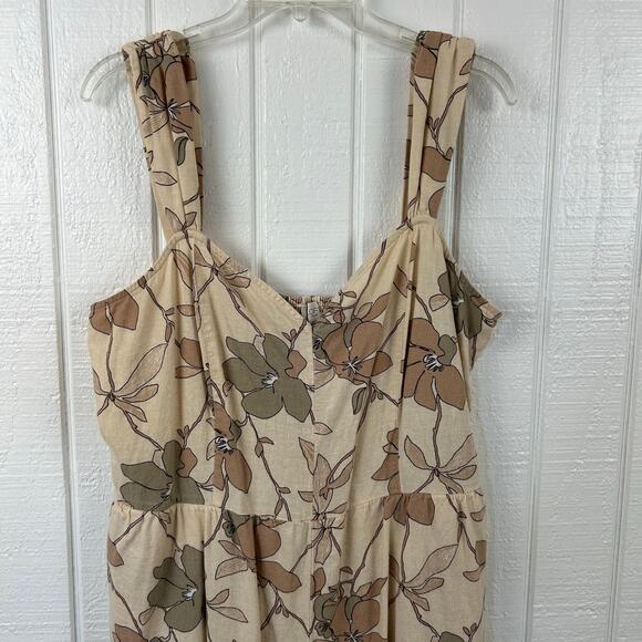 Loft Women Sleeveless Wide Leg Pants Jumpsuit Cream Linen Beach Preppy Size XL - Picture 5 of 11